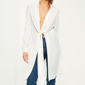 Satin twist front shirt